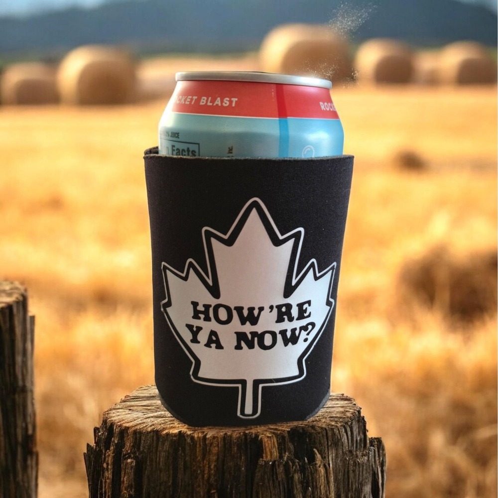 Letterkenny Koozie How're Ya Now Maple Leaf Can Cooler Black Neoprene